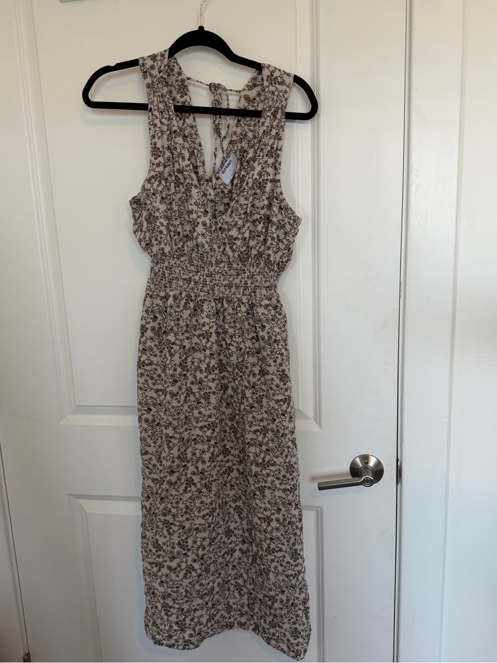 Old Navy Cream and Brown Floral Midi Dress